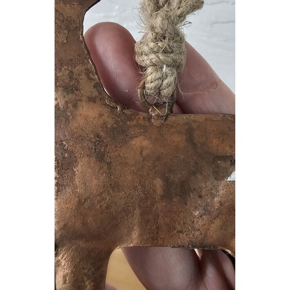 Handmade Rustic Metal Reindeer Bell Ornament Wall Hanging India Welded 5.5" - Picture 8 of 9
